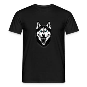 Hundegesicht Husky | Wolf | Wolfshund - Männer T-Shirt - Schwarz - Vorne - AI Model Male 178 light (178cm)