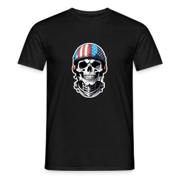 moto style retro - crane et squelette - T-shirt homme - noir - Devant - AI Model Male 178 light (178cm)