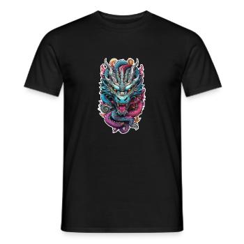 dragon asiatique - japon - chinois - T-shirt homme - noir - Devant - AI Model Male 178 light (178cm)