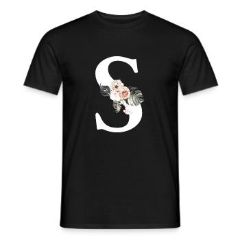 Tropischer Blumenbuchstabe S - Männer T-Shirt - Schwarz - Vorne - AI Model Male 178 light (178cm)