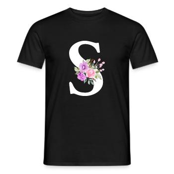 Purple Floral Letter S - Men's T-Shirt - black - Front - AI Model Male 178 light (178cm)
