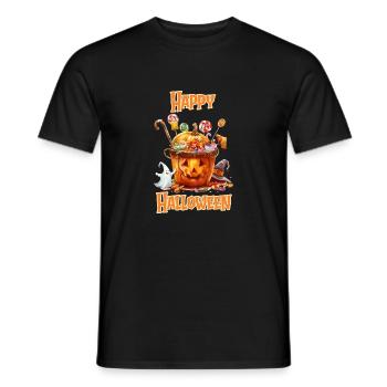Halloween – Joyeux Halloween citrouille avec des bonbons - T-shirt homme - noir - Devant - AI Model Male 178 light (178cm)