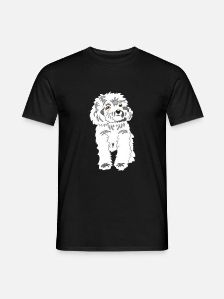 White poodle - Men's T-Shirt - black