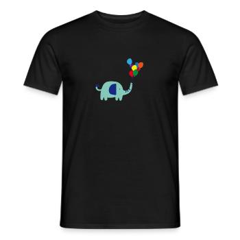der kleine Elefant mit einem Strauß an Luftballons - Männer T-Shirt - Schwarz - Vorne - AI Model Male 178 light (178cm)