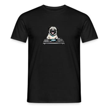 Beat Pug I Music Pug I DJ Dog Gift Idea - Men's T-Shirt - black - Front - AI Model Male 178 light (178cm)