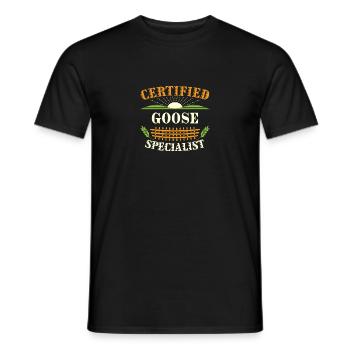 Certified Goose Specialist Farmer Funny Farming - Men's T-Shirt - black - Front - AI Model Male 178 light (178cm)