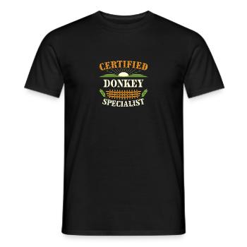 Certified Donkey Specialist Farmer Funny Farming - Men's T-Shirt - black - Front - AI Model Male 178 light (178cm)