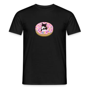 Katze Kira Donut "I DONUT CARE!" - Männer T-Shirt - Schwarz - Vorne - AI Model Male 178 light (178cm)