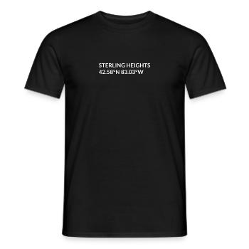 Sterling Heights Michigan USA Koordinaten - Männer T-Shirt - Schwarz - Vorne - AI Model Male 178 light (178cm)