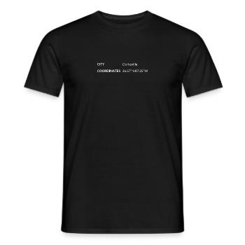 Clarksville, Tennessee, États-Unis coordonnées - T-shirt homme - noir - Devant - AI Model Male 178 light (178cm)