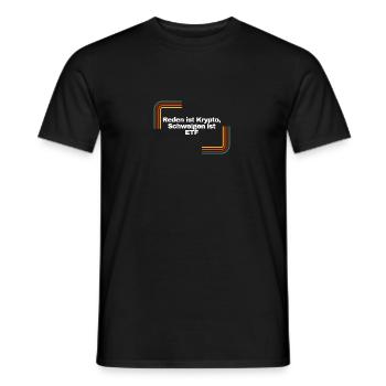 Reden ist Krypto, Schweigen ist ETF | Shirt - Männer T-Shirt - Schwarz - Vorne - AI Model Male 178 light (178cm)