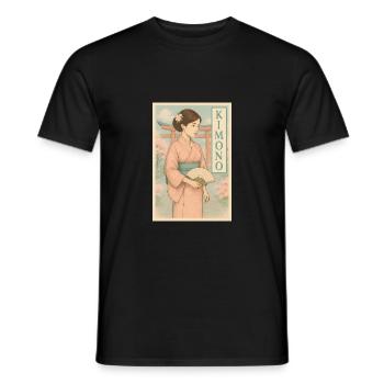 Kimono Girl Spring Japan Poster - Men's T-Shirt - black - Front - AI Model Male 178 light (178cm)