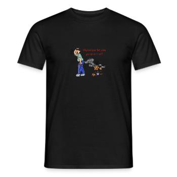 Man farting to dying flower - Men's T-Shirt - black - Front - AI Model Male 178 light (178cm)