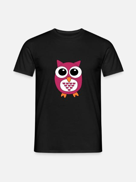 pinke Eule rosa Vogel - Männer T-Shirt - Schwarz