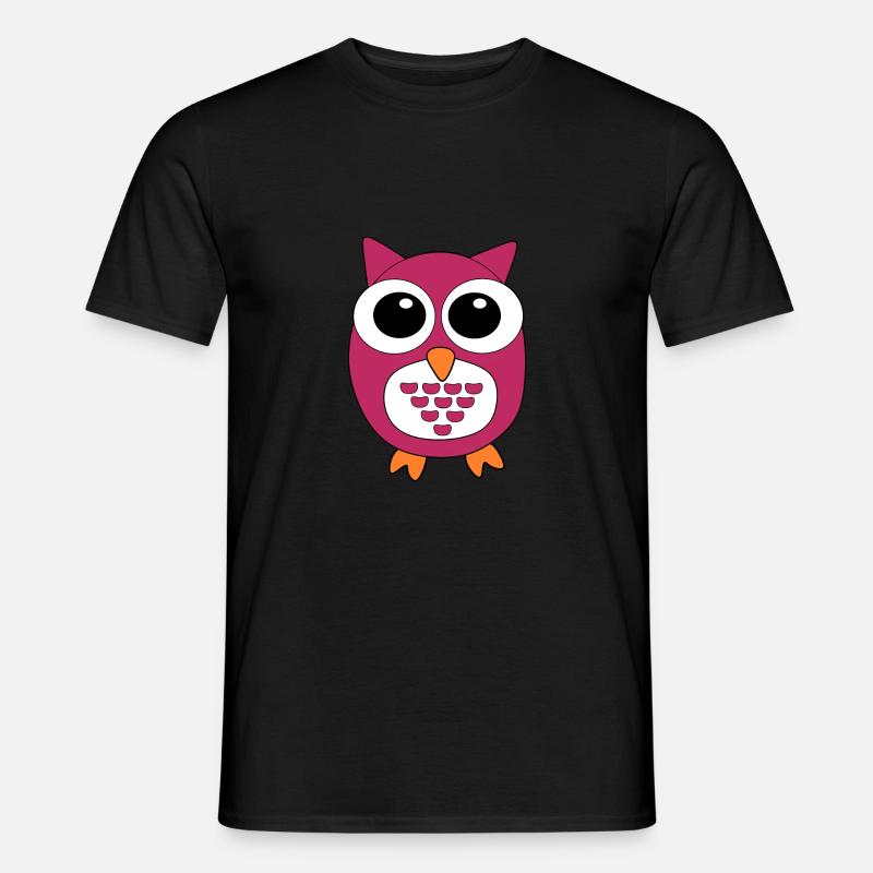 pinke Eule rosa Vogel - Männer T-Shirt - Schwarz