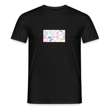 Schmetterling, Blume, Blätter in verschiedenen Farben - Männer T-Shirt - Schwarz - Vorne - AI Model Male 178 light (178cm)
