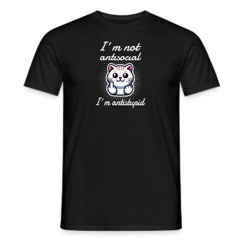 Sarkastische Katze mag keine dummen Menschen - Männer T-Shirt - Schwarz - Vorne - AI Model Male 178 light (178cm)
