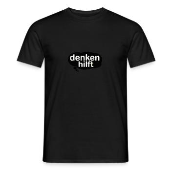 Denken hilft (weiße Schrift) - Männer T-Shirt - Schwarz - Vorne - AI Model Male 178 light (178cm)