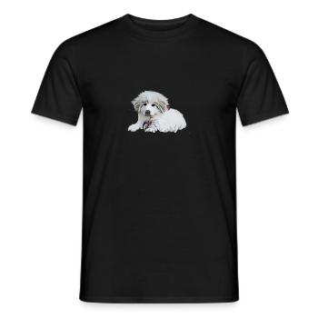 Pyrenees mountain dog puppy by Pyris von Ehrenberg - Men's T-Shirt - black - Front - AI Model Male 178 light (178cm)