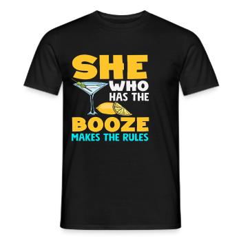 Barmaid disant qu’elle fait les règles - T-shirt homme - noir - Devant - AI Model Male 178 light (178cm)