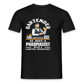 Bartender is a pharmacist with limited - Men's T-Shirt - black - Front - AI Model Male 178 light (178cm)
