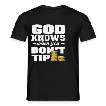 Dieu sait quand vous ne donnez pas de pourboire au barman - T-shirt homme - noir - Devant - AI Model Male 178 light (178cm)