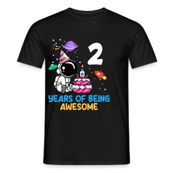 Zwei Jahre Weltraumabenteuer Freude Geburtstag - Männer T-Shirt - Schwarz - Vorne - AI Model Male 178 light (178cm)