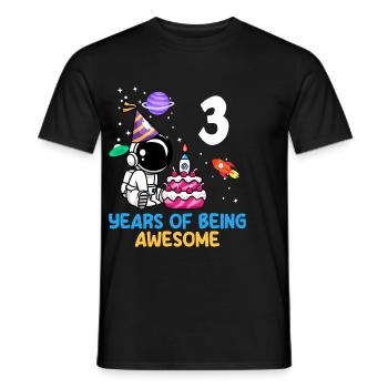 Three Years Astronaut Birthday Adventure - Men's T-Shirt - black - Front - AI Model Male 178 light (178cm)