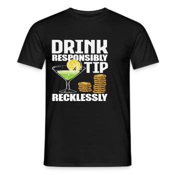 Barman Boire de manière responsable Pourboire imprudemment - T-shirt homme - noir - Devant - AI Model Male 178 light (178cm)