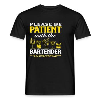 Please be patient with the bartender - Men's T-Shirt - black - Front - AI Model Male 178 light (178cm)