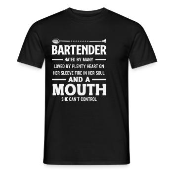 Bartender hated by many loved by many - Men's T-Shirt - black - Front - AI Model Male 178 light (178cm)