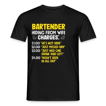 Bartender Versteckt Sich Vor Der Frau - Männer T-Shirt - Schwarz - Vorne - AI Model Male 178 light (178cm)
