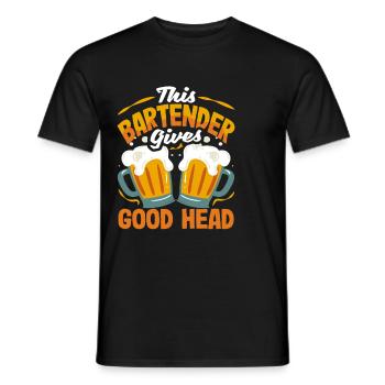 This bartender gives good foam - Men's T-Shirt - black - Front - AI Model Male 178 light (178cm)