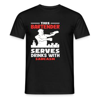 Ce barman sert des boissons avec sarcasme - T-shirt homme - noir - Devant - AI Model Male 178 light (178cm)