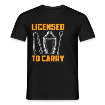 Licence de barman pour porter de l'humour - T-shirt homme - noir - Devant - AI Model Male 178 light (178cm)