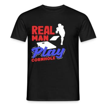 Echte Männer Spielen Cornhole Liebhaber - Männer T-Shirt - Schwarz - Vorne - AI Model Male 178 light (178cm)