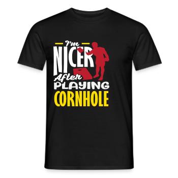 Cornhole Lover Je suis plus gentil après Cornhole - T-shirt homme - noir - Devant - AI Model Male 178 light (178cm)