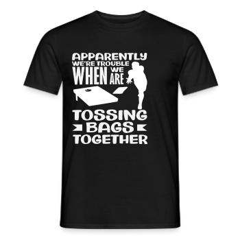 Cornhole Lover We're Trouble Throwing - Men's T-Shirt - black - Front - AI Model Male 178 light (178cm)