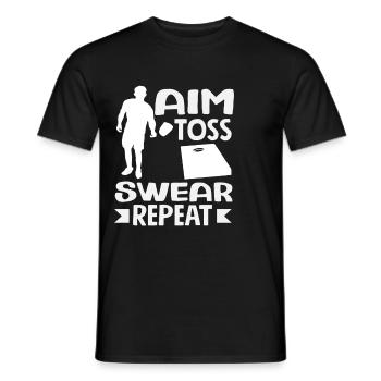 Cornhole Lover Throwing Swearing Repeat - Men's T-Shirt - black - Front - AI Model Male 178 light (178cm)