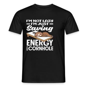 Cornhole Player économie d’énergie Drôle paresseux - T-shirt homme - noir - Devant - AI Model Male 178 light (178cm)