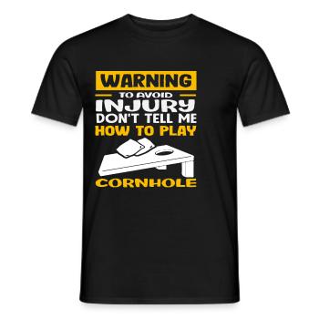 Achtung Vermeide Verletzungen Cornhole Spieler - Männer T-Shirt - Schwarz - Vorne - AI Model Male 178 light (178cm)