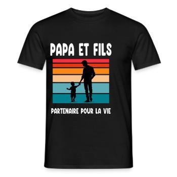 papa et fils père fils partenaire vie fête pères - T-shirt homme - noir - Devant - AI Model Male 178 light (178cm)