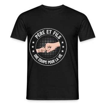 père et fils coup de point duo papa fête pères - T-shirt homme - noir - Devant - AI Model Male 178 light (178cm)