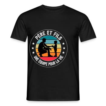 père et fils équipe vie vintage duo fête pères - T-shirt homme - noir - Devant - AI Model Male 178 light (178cm)