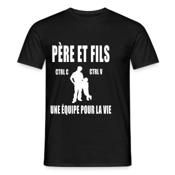 père et fils papa copier coller duo assorti ctrl - T-shirt homme - noir - Devant - AI Model Male 178 light (178cm)