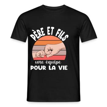 père et fils papa coup de point duo fête pères - T-shirt homme - noir - Devant - AI Model Male 178 light (178cm)