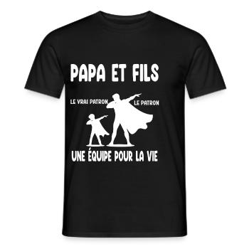 Vater und Sohn Papa Dab Superheld - Männer T-Shirt - Schwarz - Vorne - AI Model Male 178 light (178cm)