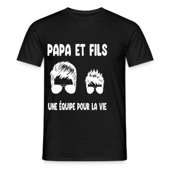 père et fils papa lunettes humour duo fête pères - T-shirt homme - noir - Devant - AI Model Male 178 light (178cm)