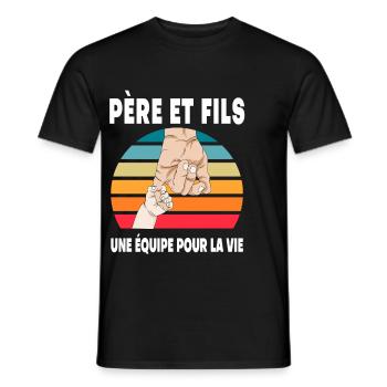 père et fils papa main vintage fête des pères - T-shirt homme - noir - Devant - AI Model Male 178 light (178cm)