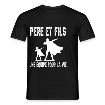 père et fils papa super héros dab duo fête pères - T-shirt homme - noir - Devant - AI Model Male 178 light (178cm)